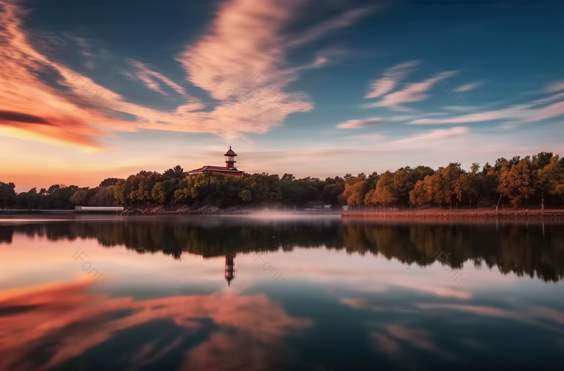 黎明下的森林公园美景实拍摄影,高清,摄影图,摄影图片,图片大全,摄影图免费下载